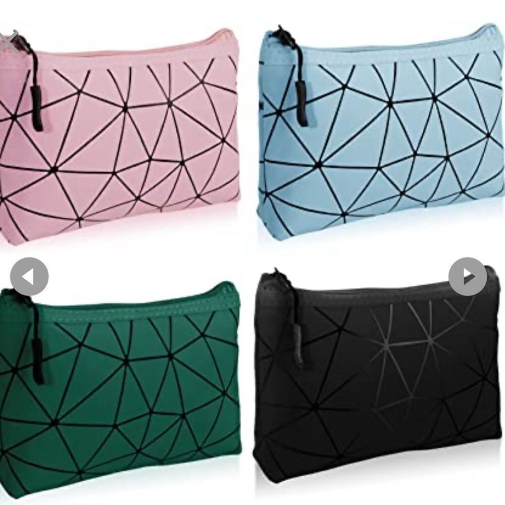 4 Pack Small Makeup Bag for Purse, Travel Cosmetic Bag  (Green+Blue+Pink+Black)
